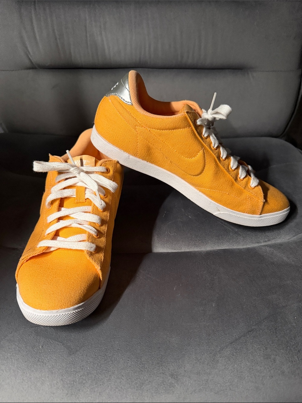 Nike Orange Canvas Low-Top Sneakers with White Soles